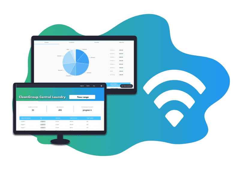 A smart dahsboard with analytics and statics of industrial laundries productivity, consumptions and costs